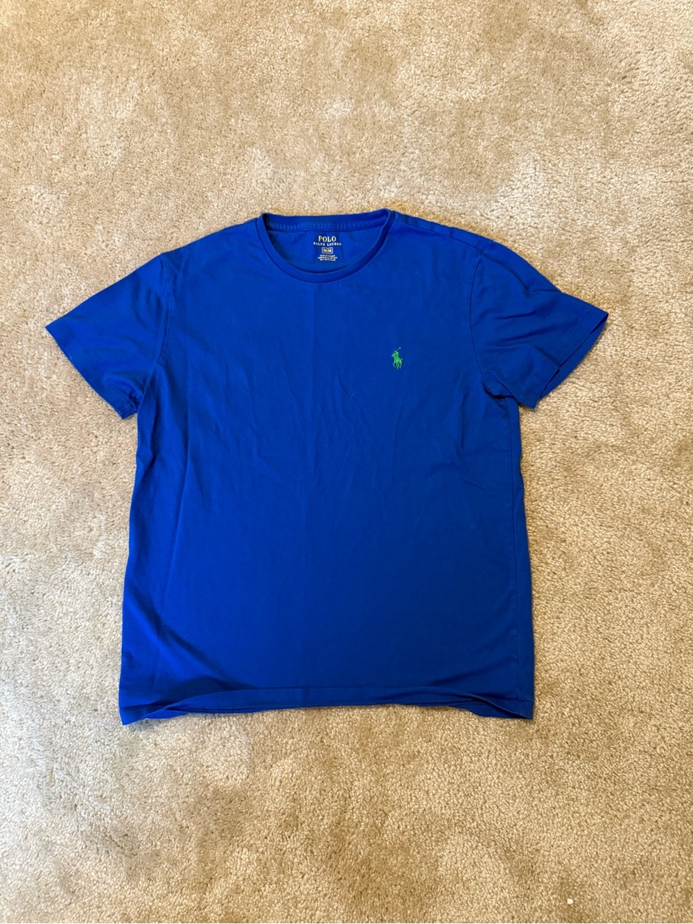 Blue Men’s M Polo Ralph Lauren T Shirt W Gree Logo 100% Cotton Short Sleeve Y2K